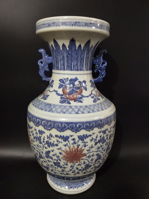 古玩陶瓷青花釉里紅瓶拍賣，當前價格28000元