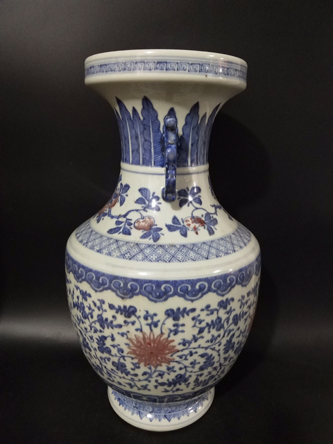 古玩陶瓷青花釉里紅瓶拍賣，當前價格28000元