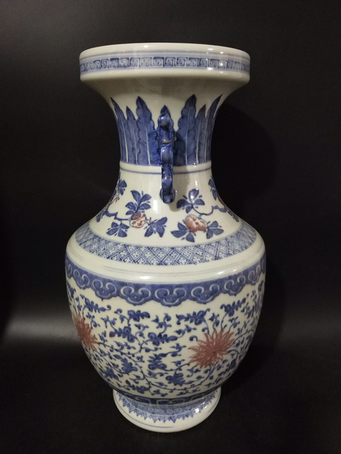 古玩陶瓷青花釉里紅瓶拍賣，當前價格28000元