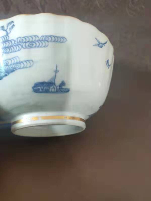 古玩陶瓷樓臺亭閣山水紋青花碗拍賣，當前價格11000元