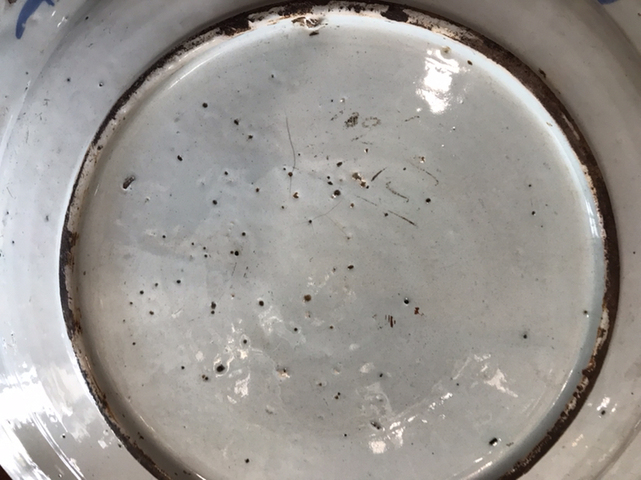 古玩陶瓷青花人物農作圖折腰盤拍賣，當前價格7000元