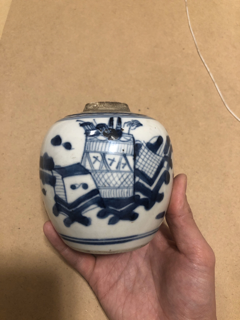 古玩陶瓷博古圖青花罐拍賣，當前價格3000元