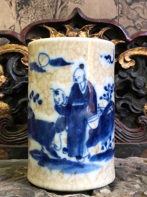古玩陶瓷哥釉青花筆筒拍賣，當前價格13000元