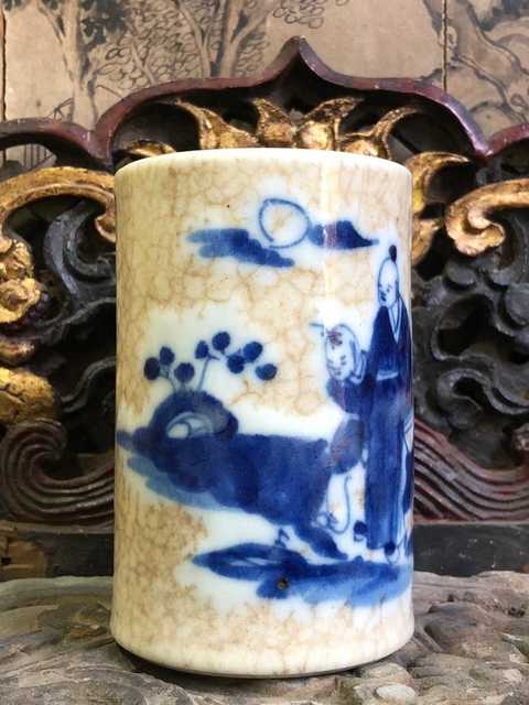 古玩陶瓷哥釉青花筆筒拍賣，當前價格13000元