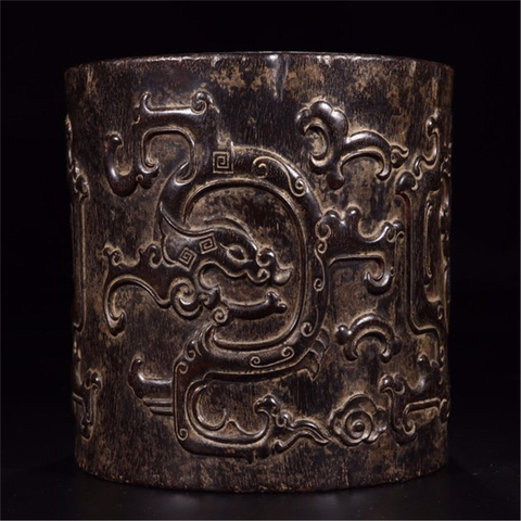 古玩雜項(xiàng)紫檀木筆筒拍賣，當(dāng)前價(jià)格4000元