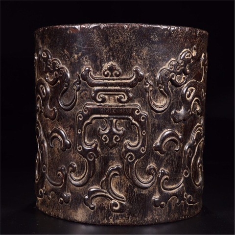 古玩雜項(xiàng)紫檀木筆筒拍賣，當(dāng)前價(jià)格4000元