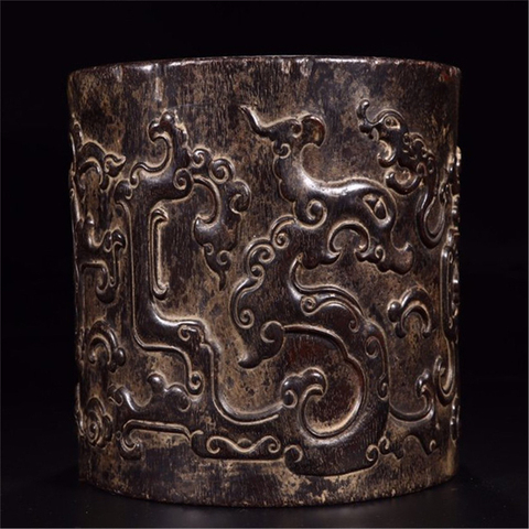 古玩雜項(xiàng)紫檀木筆筒拍賣，當(dāng)前價(jià)格4000元