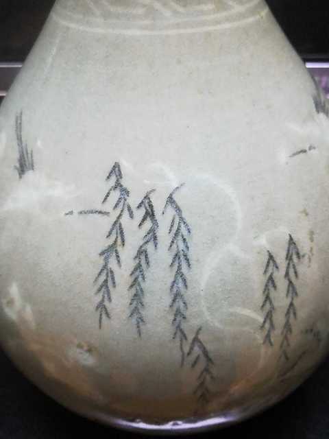 古玩陶瓷高麗瓷青釉松鶴紋玉壺春瓶拍賣，當前價格3000元