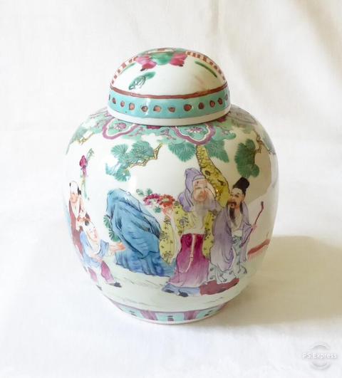 古玩陶瓷粉彩人物故事紋蓋罐拍賣，當前價格8000元