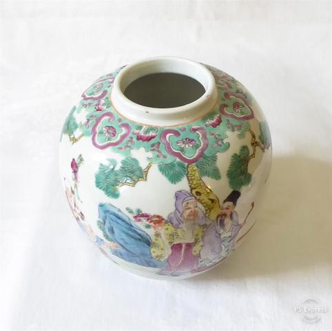 古玩陶瓷粉彩人物故事紋蓋罐拍賣，當前價格8000元