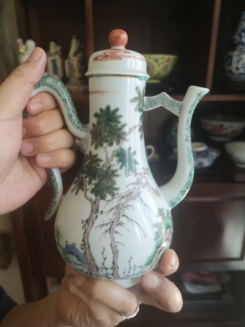 古玩陶瓷五彩人物執壺拍賣，當前價格18000元