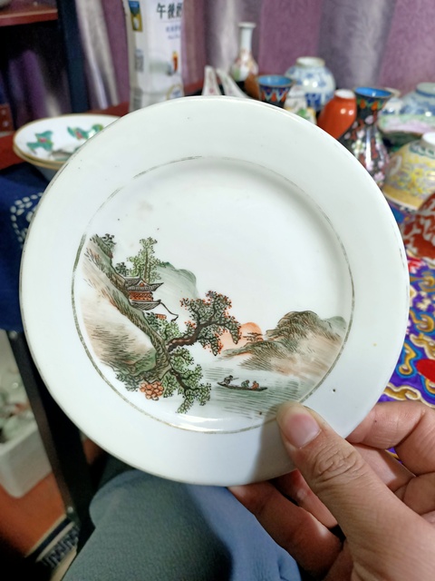 古玩陶瓷粉彩盤拍賣，當前價格5980元