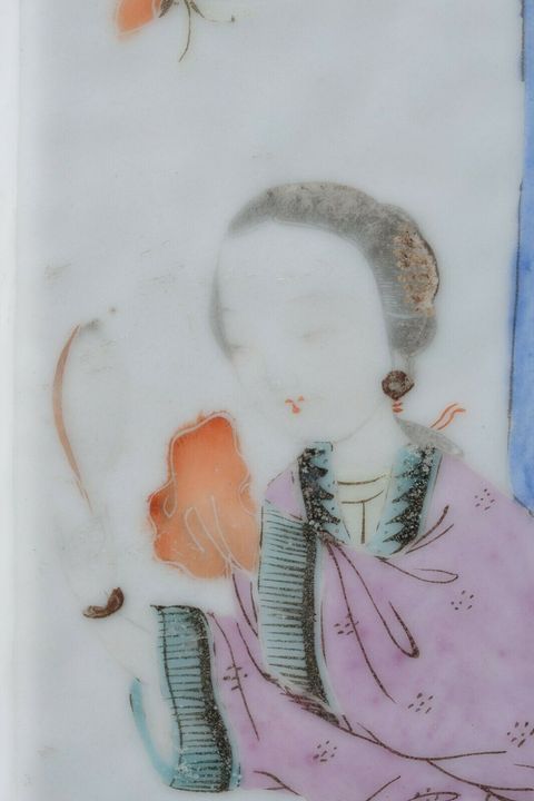 古玩陶瓷粉彩侍女人物紋六方鏤空帽筒拍賣，當前價格9680元