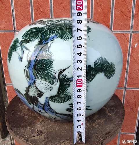 古玩陶瓷西瓜罐拍賣，當前價格9800元