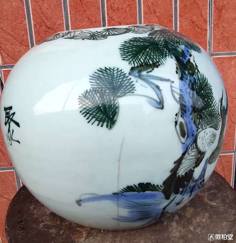 古玩陶瓷西瓜罐拍賣，當前價格9800元