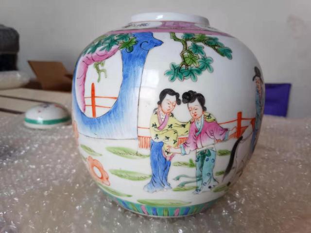 古玩陶瓷粉彩人物蓋罐拍賣，當前價格16880元
