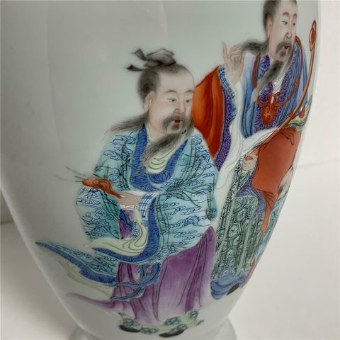 古玩陶瓷粉彩福祿壽三星紋瓶拍賣，當(dāng)前價(jià)格9900元