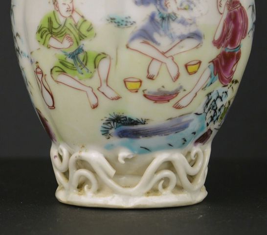 古玩陶瓷粉彩漁家樂人物故事紋蓋罐拍賣，當前價格7000元