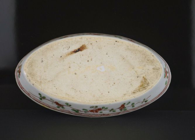 古玩陶瓷五彩鳳穿花紋橢圓型盤拍賣，當前價格7000元