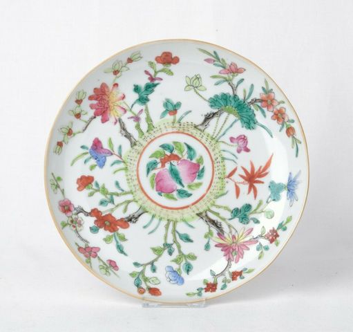 古玩陶瓷粉彩四季花卉紋花口盤拍賣，當前價格15000元