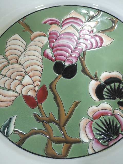 古玩陶瓷粉彩大盤拍賣，當前價格10500元