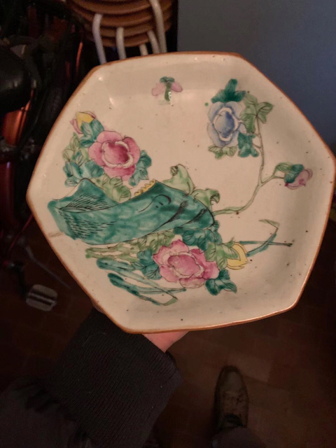 古玩陶瓷清末民初風格粉彩花卉紋供盤拍賣，當前價格9800元