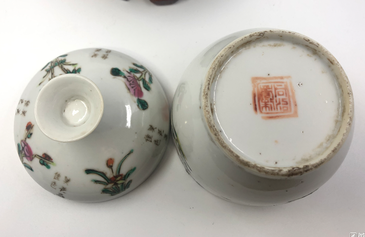 古玩陶瓷粉彩梅蘭竹菊紋蓋盅拍賣，當(dāng)前價(jià)格9890元