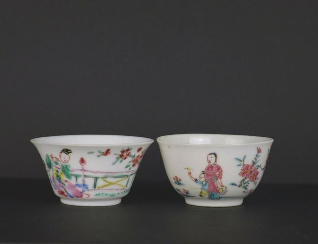 古玩陶瓷粉彩三娘教子人物故事紋小杯拍賣，當前價格3800元