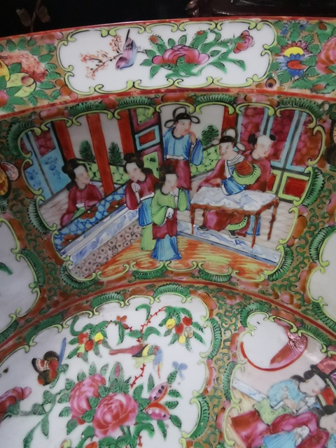 古玩陶瓷廣彩花卉人物紋盆拍賣，當前價格15000元