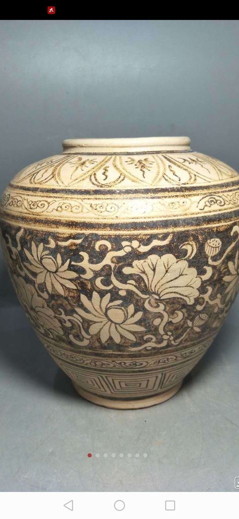 古玩陶瓷白釉畫(huà)花罐拍賣(mài)，當(dāng)前價(jià)格11800元