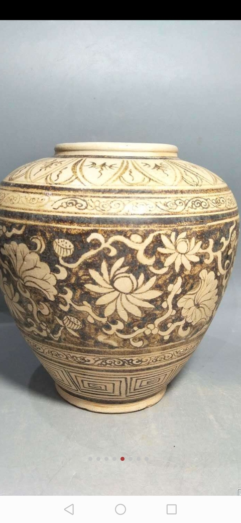 古玩陶瓷白釉畫(huà)花罐拍賣(mài)，當(dāng)前價(jià)格11800元