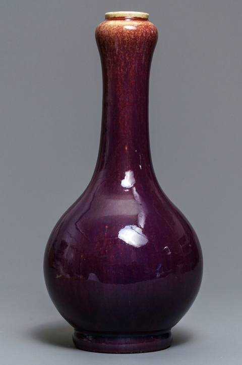 古玩陶瓷清中期  窯變釉蒜頭瓶拍賣，當(dāng)前價(jià)格10800元