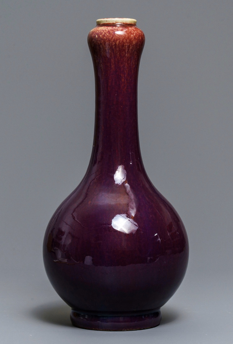 古玩陶瓷清中期  窯變釉蒜頭瓶拍賣，當(dāng)前價(jià)格10800元