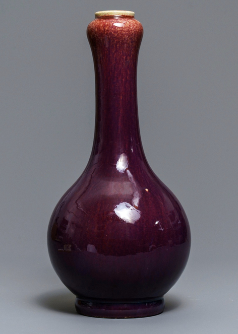 古玩陶瓷清中期  窯變釉蒜頭瓶拍賣，當(dāng)前價(jià)格10800元