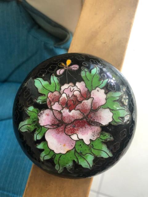 古玩陶瓷景泰藍粉盒拍賣，當前價格12800元