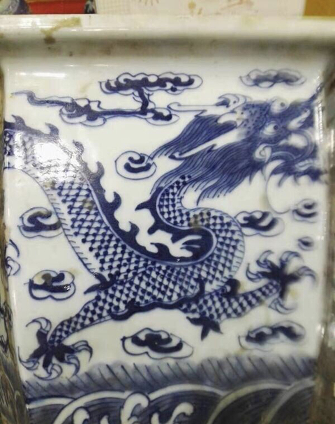 古玩陶瓷龍紋花盆拍賣，當前價格8800元