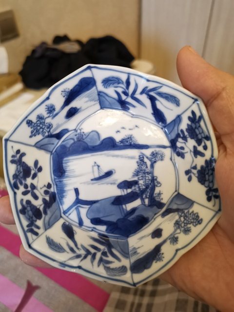 古玩陶瓷清代康熙青花山水盞一套拍賣，當前價格6000元