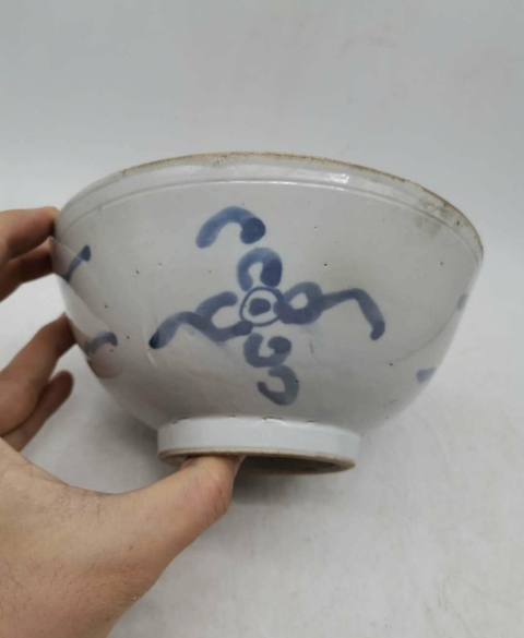 古玩陶瓷清中期，青花過墻龍紋碗。拍賣，當前價格2698元