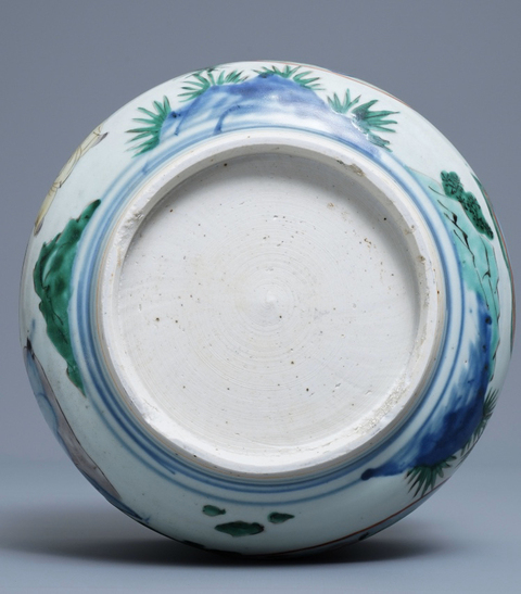 古玩陶瓷清順治 ?青花五彩羅漢圖香爐拍賣，當前價格11000元