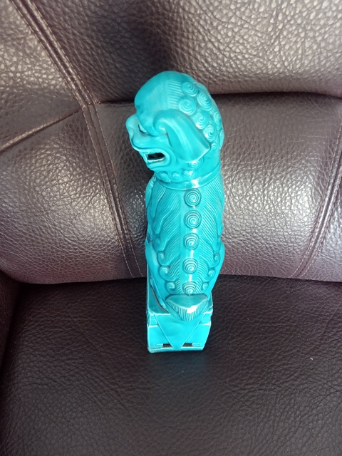 古玩陶瓷解放初期孔雀藍釉獅子拍賣，當前價格280元