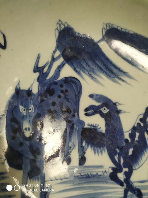 古玩陶瓷青花雙駿圖盤拍賣，當前價格5800元