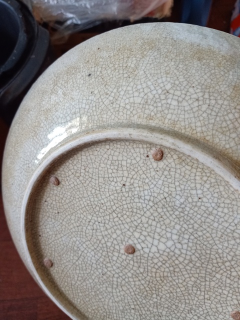 古玩陶瓷哥釉五彩刀馬人物戰(zhàn)將紋七星盤拍賣，當(dāng)前價(jià)格5238元