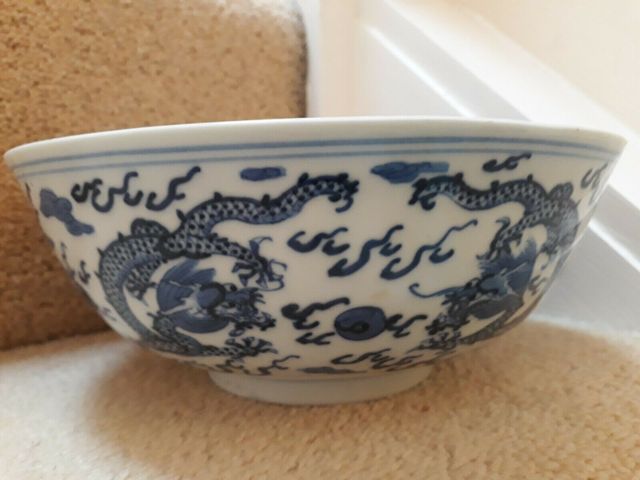 古玩陶瓷青花雙龍戲珠紋碗拍賣，當(dāng)前價(jià)格8100元