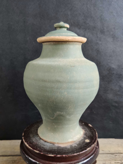 古玩陶瓷晚明 ?乳濁綠釉蓋罐拍賣,當前價格1500元