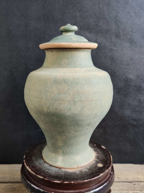 古玩陶瓷晚明 ?乳濁綠釉蓋罐拍賣,當前價格1500元