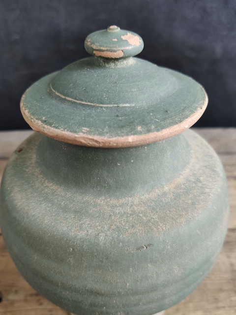 古玩陶瓷晚明 ?乳濁綠釉蓋罐拍賣,當前價格1500元