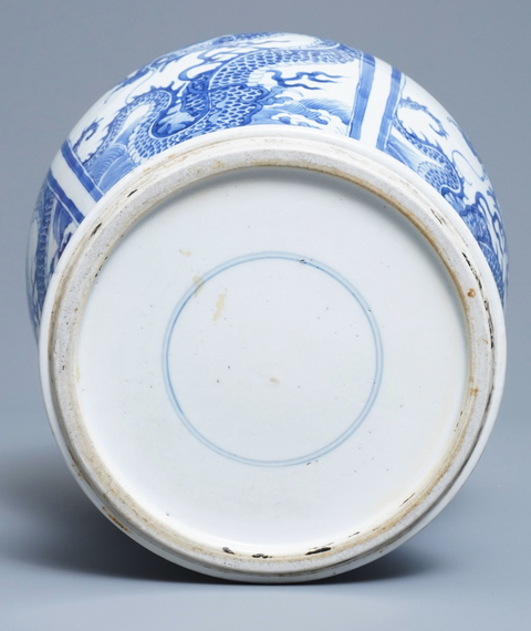 古玩陶瓷青花海水龍紋將軍罐拍賣，當前價格9800元