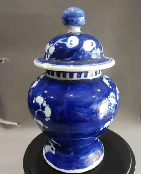 古玩陶瓷清代青花冰梅將軍罐拍賣，當前價格888元