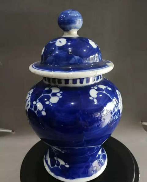 古玩陶瓷清代青花冰梅將軍罐拍賣，當前價格888元