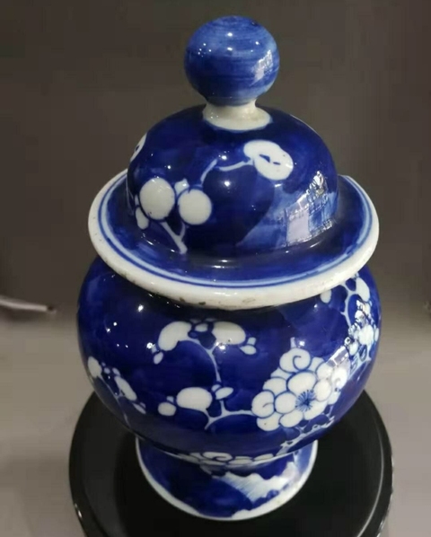古玩陶瓷清代青花冰梅將軍罐拍賣，當前價格888元